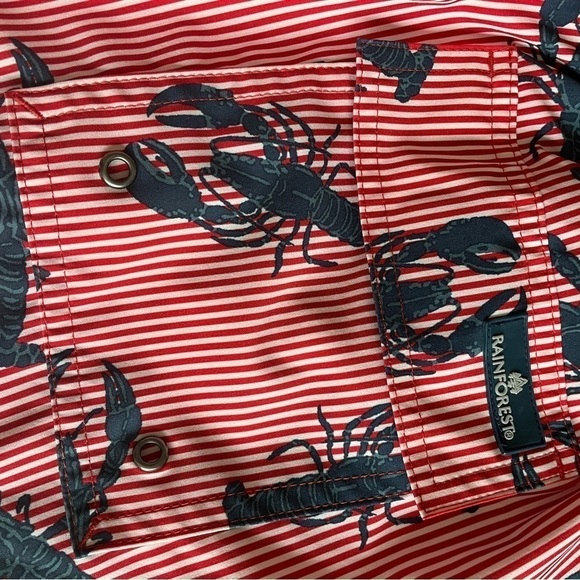 Rainforest Navy Blue Lobster and Red Striped Swim Trunks Size Medium - Picture 7 of 8